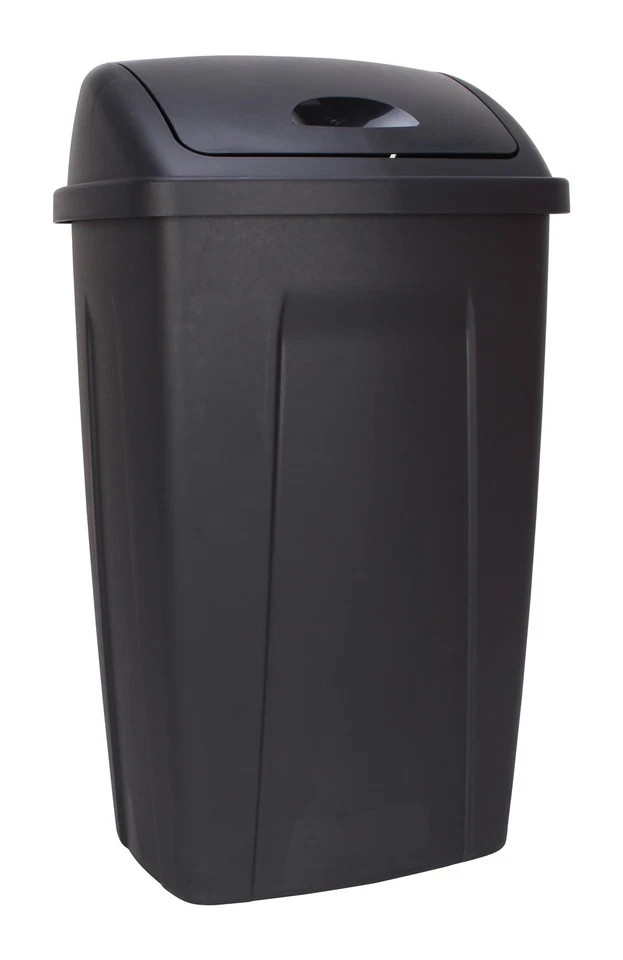 Mainstays Kitchen Trash Can, 13 Gallon Plastic Garbage Bin with Swing Top Lid, B