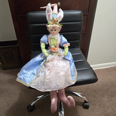 Cynthia Rowley Easter Elf Bunny Shelf Sitter Doll 30'' Tabletop Spring Home Decor