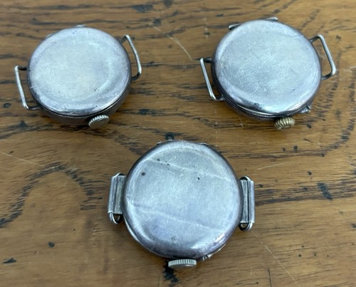 Vintage Sterling Silver Military Style Swiss Manual Wind Watches X 3 For Parts - Picture 2 of 8