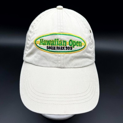 Hawaiian Open Hat Anvil Mens Beige Cotton Baseball Cap Strapback Embroidery