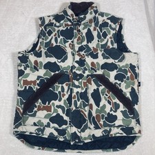 10X Puffer Vest Men’s Large Duck Camo Shooting Hunting Cotton Corduroy USA Made