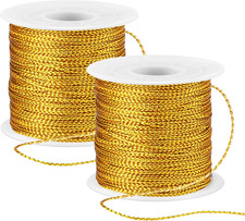 262 Yards/787 Feet Metallic Cord Gold Twine, 2 Spool 1Mm Gold Thread String for