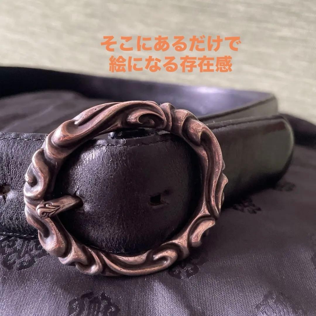 [Extremely Rare] Chrome Hearts Scroll Oval Leather Belt 32 inch Black w/warranty thumbnail 6
