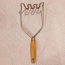 Vintage Metal Potato Masher w/ Wooden Handle, Silver & Wood, 1pc Masher