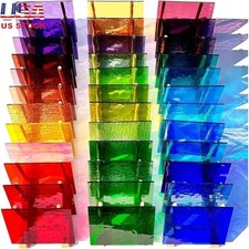Vibrant Stained Glass Sheets Variety Pack 36 Pieces Mosaic Crafts Projects New