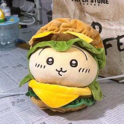 Anime Chiikawa Usagi Hachiware Big Mac Hamburger Doll Standing Plush Pendant Toy