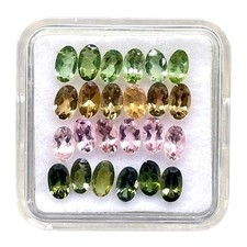 VVS 24 Pcs Natural Multi Tourmaline 5x3mm Oval Cut Loose Untreated Gemstones Lot
