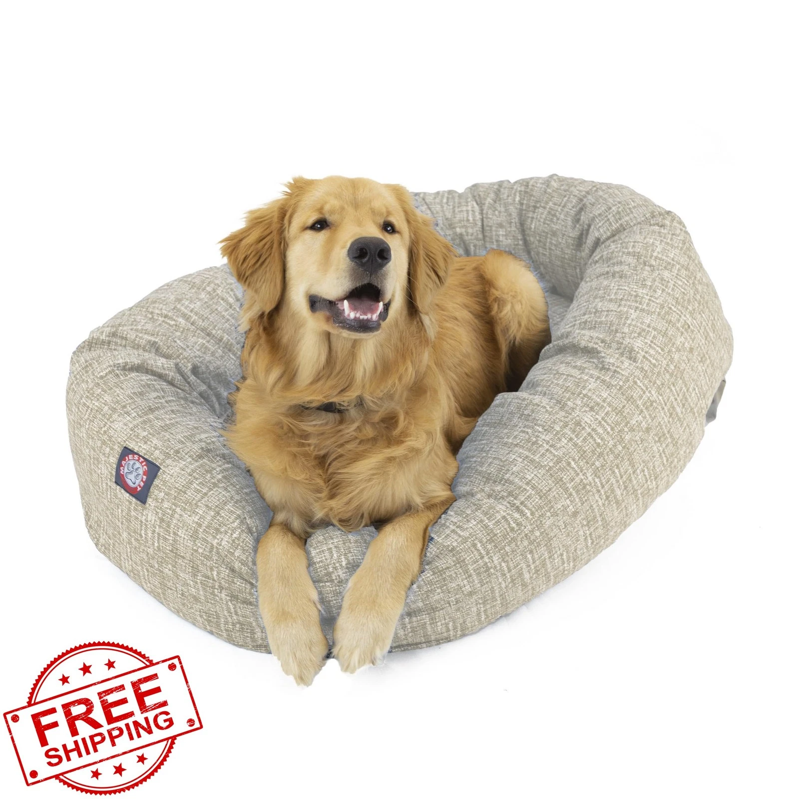 Majestic Pet 32" Bagel Calming Dog Bed Tan