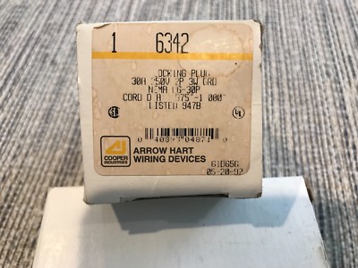 Arrow Hart 6342 Locking Plug 30A 250V 2P 3W Grounding