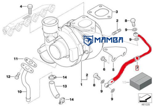 Turbo Oil Feed Supply Line BMW M57 3.0L Diesel 730D (E38) X5 (E53) 11422247915 - Picture 5 of 6
