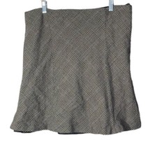 Chaps Womens A Line Houndstooth Plaid Skirt Size 16 Black Gray Academia