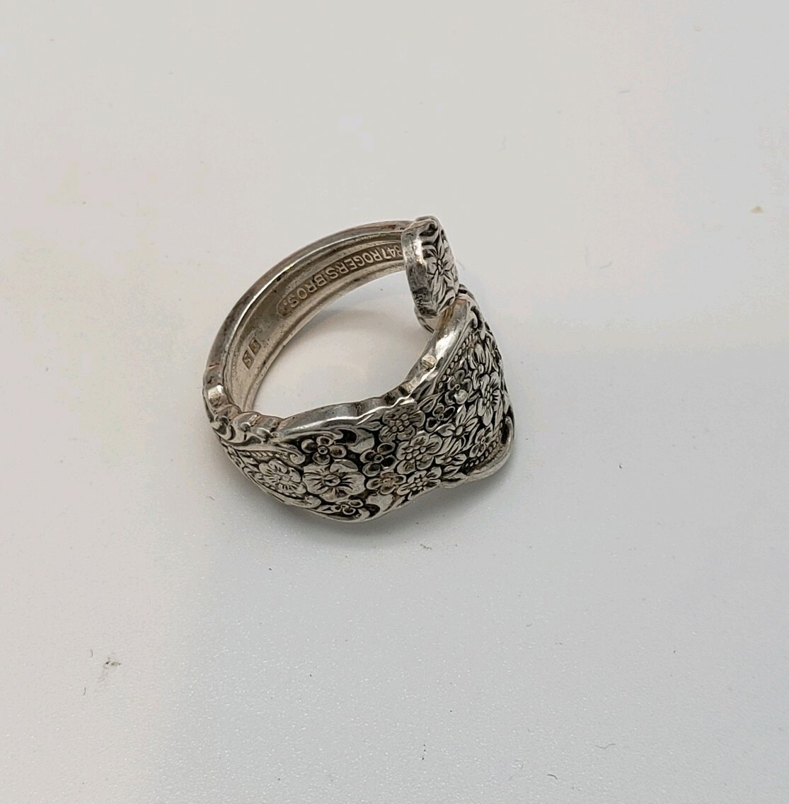 VINTAGE ROGERS BROS 1847 STERLING SILVER FLOWERS WRAP RING SIZE 6
