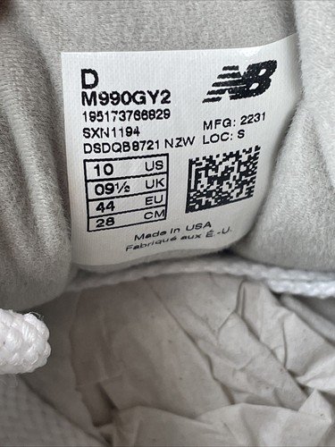 Zapatillas New Balance 990v2 Hechas en EE. UU. - Gris - Talla UK 9.5 - M990GY2 - NUEVAS - Imagen 6 de 7