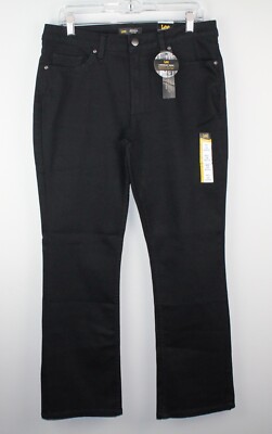 LEE Women's Bootcut Sz 12 Med Black Denim Jeans/Pants Zip Pockets Stretch NWT