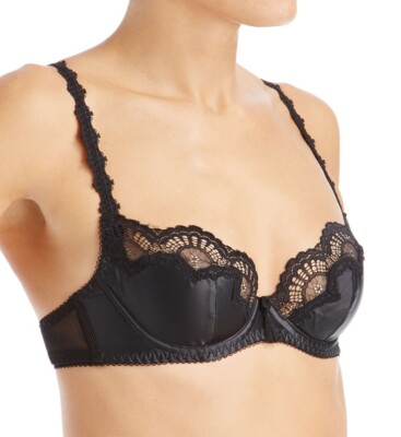 DITA VON TEESE STARLIFT 10DD / 32DD Balconette Bra Black Satin Rrp $65