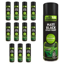 AutoTek Matt Black Multi-Purpose Aerosol Spray Paint 500ml x12