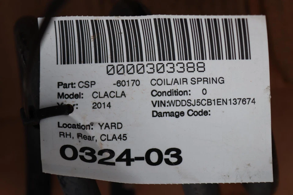 2014-2019 MERCEDES CLA CLASS CLA45 AMG W117 REAR RIGHT COIL SPRING OEM - Image 4 of 4