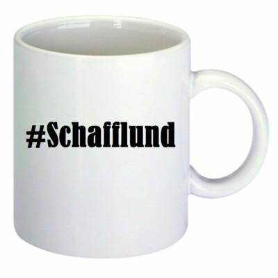 Kaffeetasse #Schafflund Hashtag Raute Keramik Höhe 9,5cm in Weiß