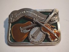 Vintage 1984 Bergamot Brass Works Country Western Music Belt Buckle C-150 USA