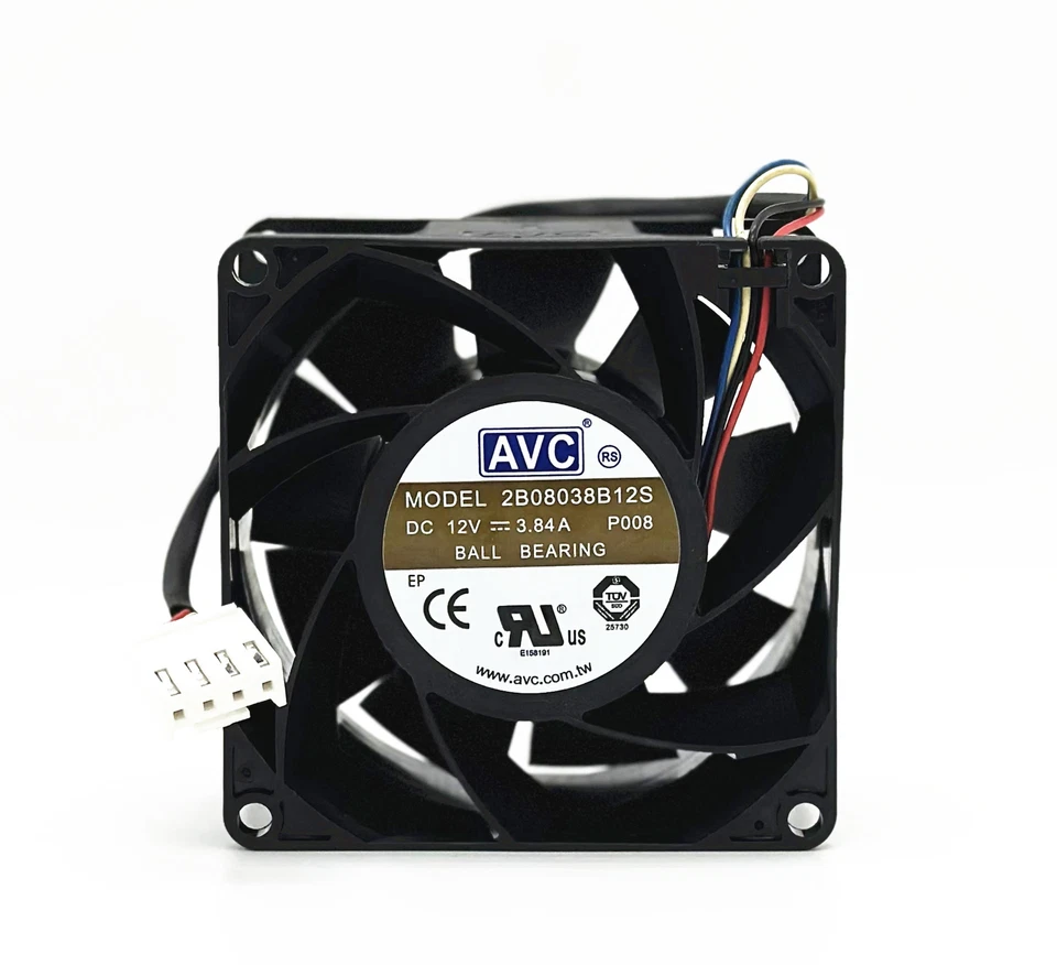 AVC 2B08038B12S 12V 3.84A 8038 8CM 4-pin PWM Server High Air Volume Fan  - Image 3 of 4
