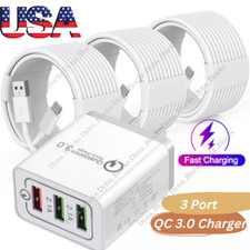 3 Port Fast Quick QC 3.0 USB Hub Wall Charger Power Charge Adapter For iPhone 14