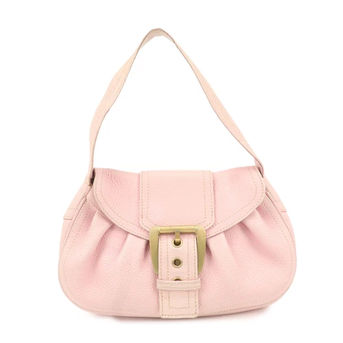 Authentic CELINE Leather Shoulder Bag Hand Bag Pink Gold Hardware Used F/S