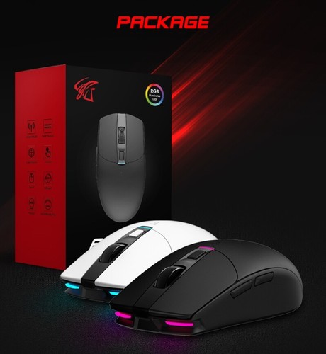 ABKO Hacker A250W PMW-3335 RGB 2.4Hz wireless Gaming Mouse Black & White Color - Picture 10 of 14
