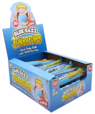 24x Zed Candy Blue Razz Jawbreaker 6 Balls Packs Novelty Bubblegum Sweets