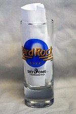 HARD ROCK CAFE TORONTO SKYDOME SHOT GLASS BLUE AND GOLD LOGO - NEW NO BOX