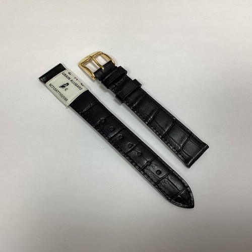 Bracelet De Montre ZRC 24 Mm - Cuir Veau Grain Alligator Noir, Fait Main, Neuf