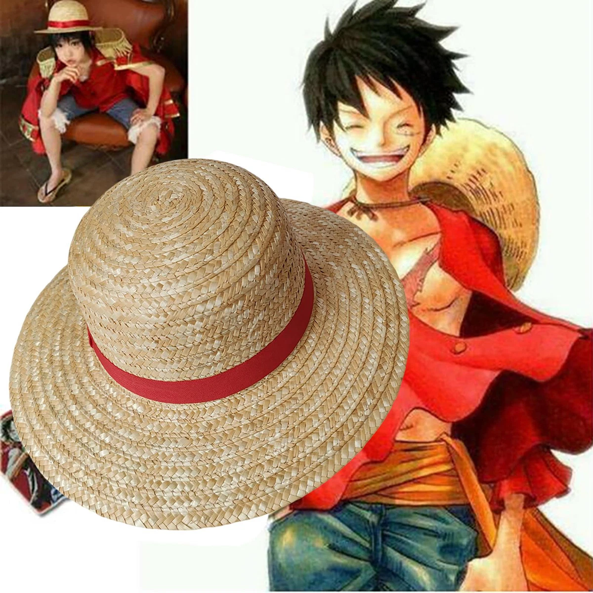 Luffy Straw Hat Anime Cartoon Cosplay Caps Sun Hat Sunshade Parent Child Hat