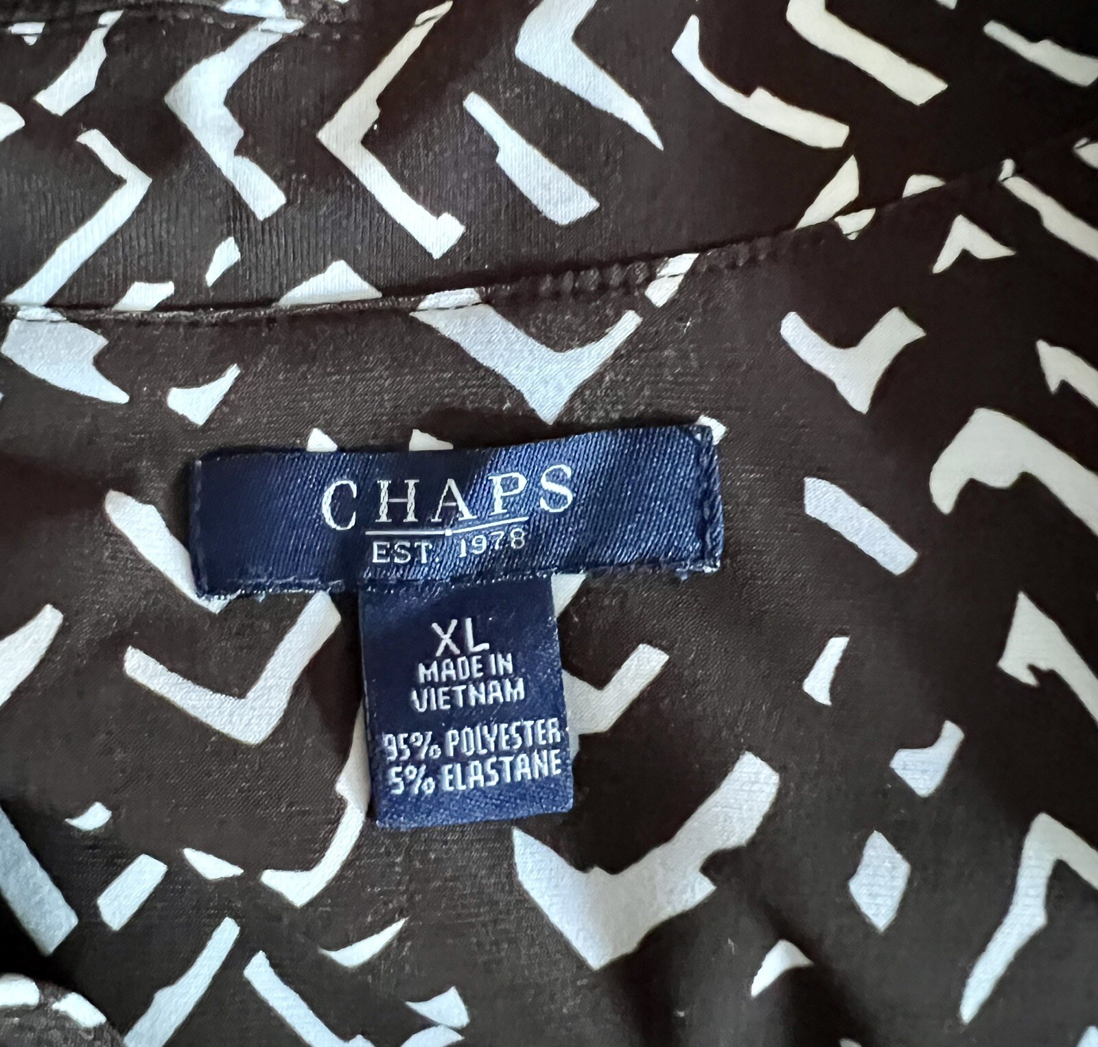 Chaps Brown White Geometric Collared Sleeveless S… - image 2