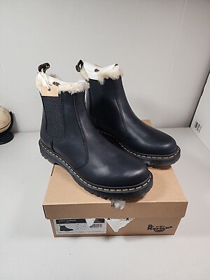 New! Womens Martens LEONORE 2976 Faux Fur Lined Black