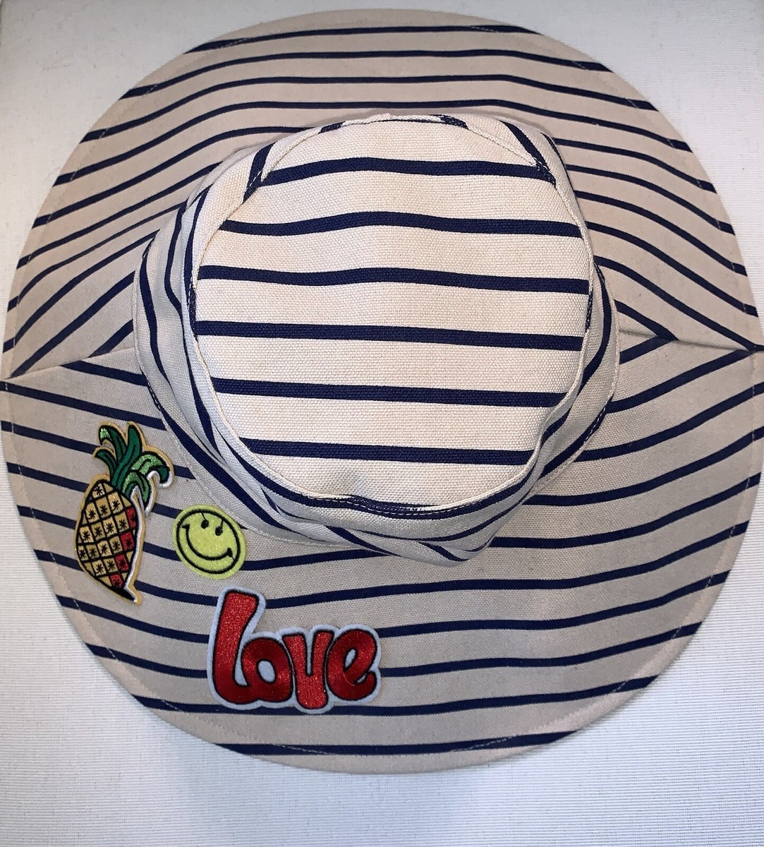 Hat Attack Womens Blue White Stripe Wide Brim Packable Chic  display picture 1