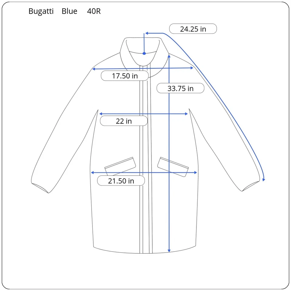 全新 698$ 布加迪 Flexcity 男式 40R 蓝色针织内衬羊毛混纺全拉链外套 — 第 3/4 张图片