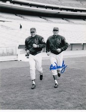 BILL DENEHY  NEW YORK METS  W/ TOM SEAVER  ACTION SIGNED 8x10
