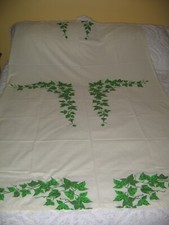 Vintage Tablecloth Handmade Ivy Rectangle 42 by 67 Fabric Cutter Cotton Blend