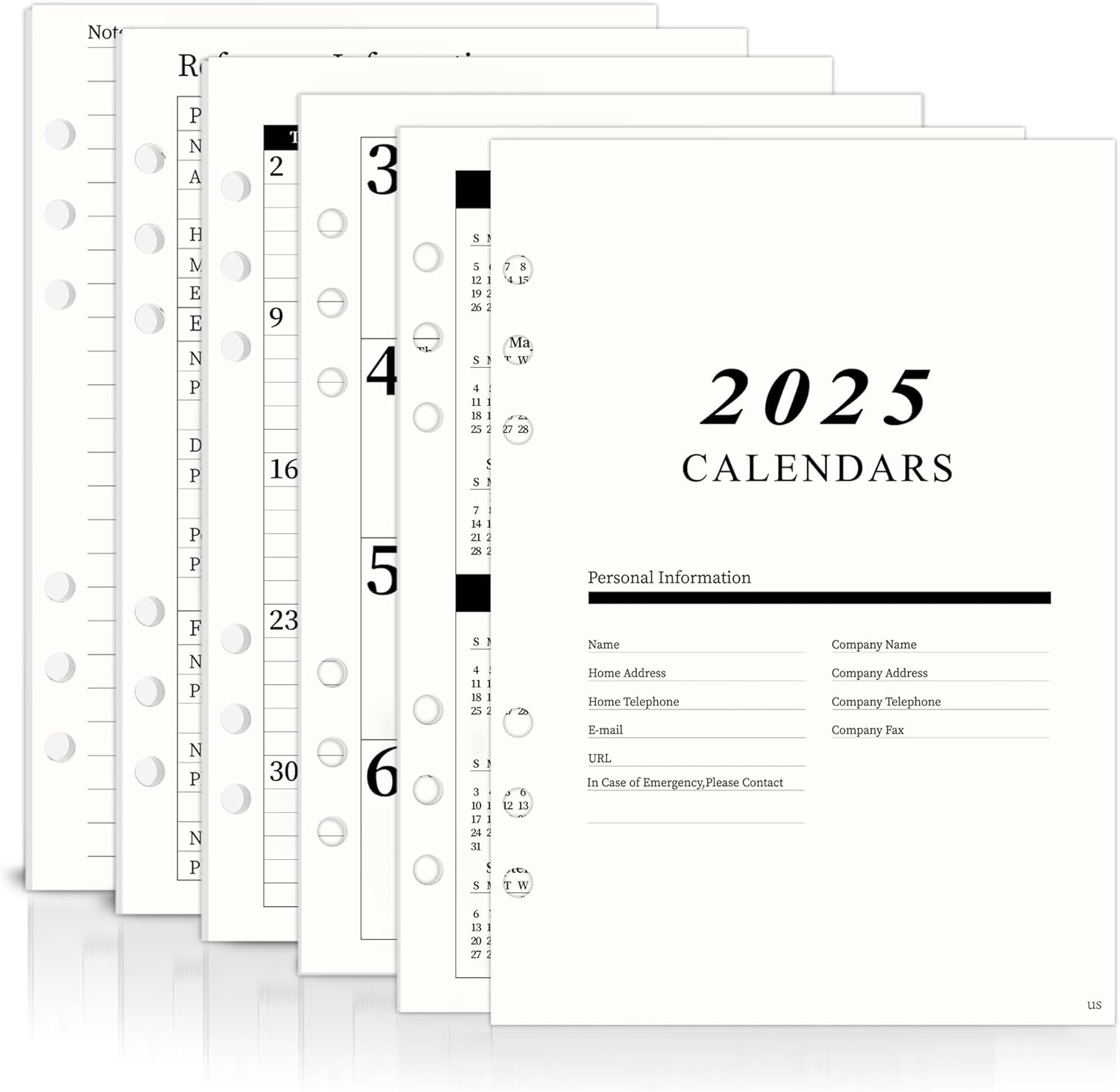 2025 A5 Weekly & Monthly Planner Binder Refill Insert - 5.8