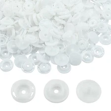 100 Sets T5 Plastic Snaps Buttons White Round T5 Snaps for Pants Clothing DIY...