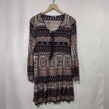 Earthbound Trading Boho Dress Women's L Multicolor Retro 90s Y2K Artsy Cottageco