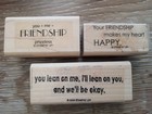 Lot of 3 Friendship Friends Wood Stamp Rubber Stamps Card Making Stamps