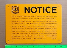 Original Vintage Forest Service NOTICE (Special Use Permit) sign - Form 27-8