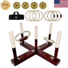 All-Weather Rustic Ring Toss Game - 15 Game Variations for Endless Backyard Fun
