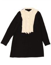 ZARA Womens Ruffle Front Shift Dress UK 14 Medium Black Colourblock CP13
