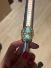 Vtg.Native American 15 Gr Sterling Silver Turquoise Ring Size 15 Or Napkin Ring