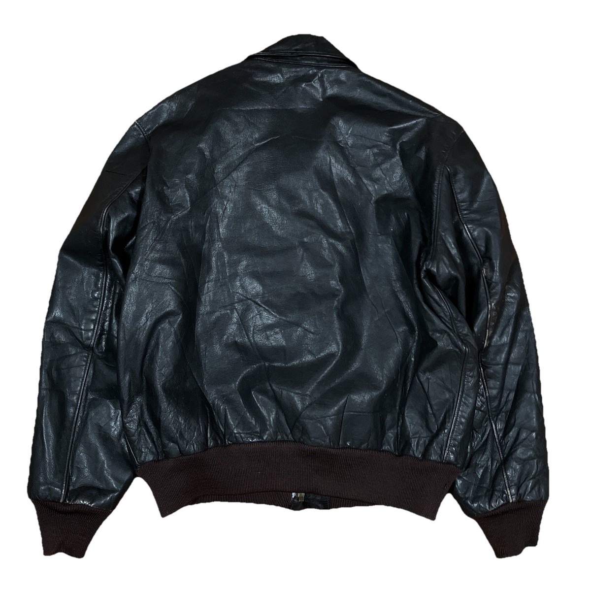 ジャケット・アウター 80s L.L Bean A-2 real leather bomber jkt Vintage LL Bean A-2 Flight Bomber Jacket Leather Thinsulate USA
