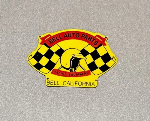 VINTAGE BELL RACING AUTO EQUIPMENT PORCELAIN SIGN CAR GAS OIL TRUCK MOTORCYCLE