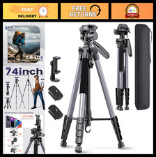 Heavy-Duty 74" Aluminum Tripod for DSLR, Mirrorless, Smartphones GoPro - Light
