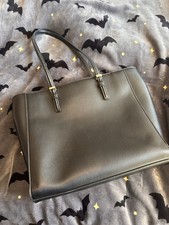 M&S Large Black Leather Tote Bag