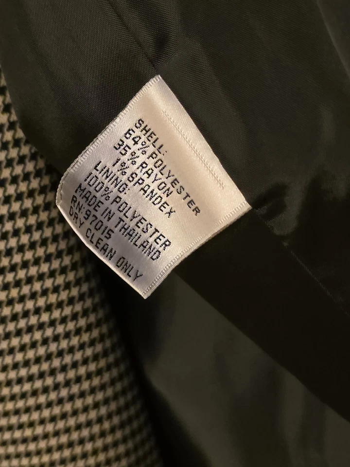 BILL BLASS Vintage Houndstooth Blazer/Pants Suit Black White New With Tags Sz 14 - Image 4 of 4